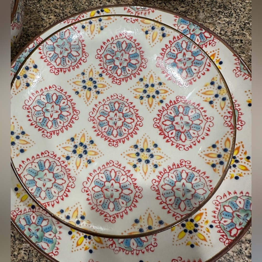 Chehoma SET Bohemian ceramic plates saucers cereal bowls - Picture 8 of 16